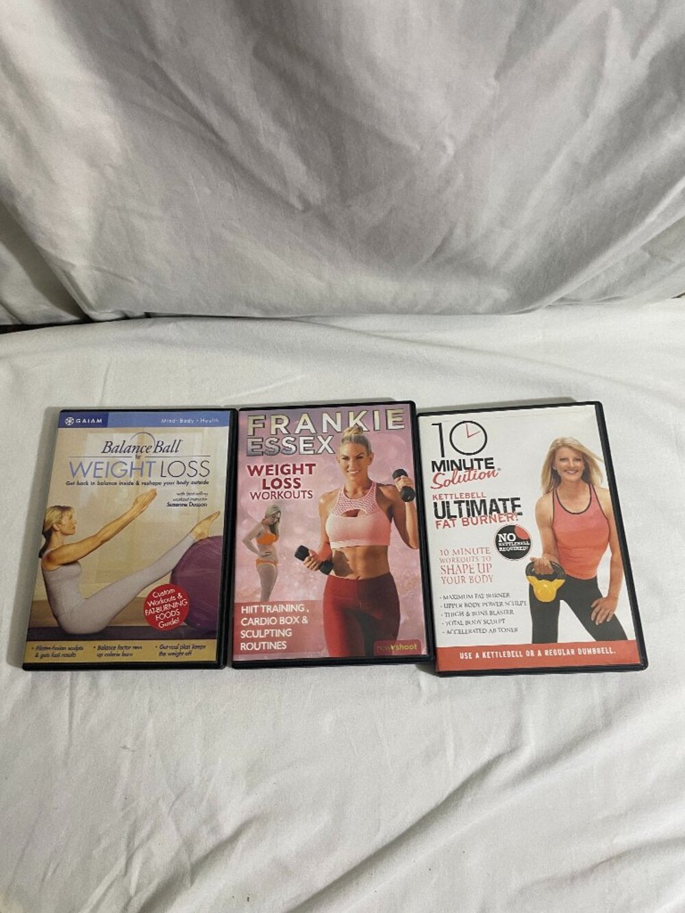 Lot of 3 Weight Loss Workout Fitness DVDs Frankie Essex GAIAM 10 Minute Solution